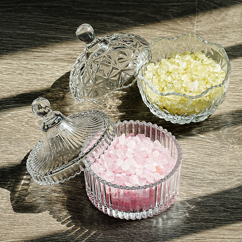 Crystal Purifying Glass Bowl with Cover for Jewelry Storage